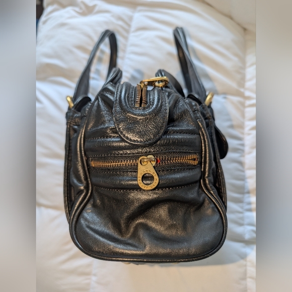 Marc by Marc Jacobs Black Leather Satchel with Drop Handles and Gold Hardware - Picture 4 of 14